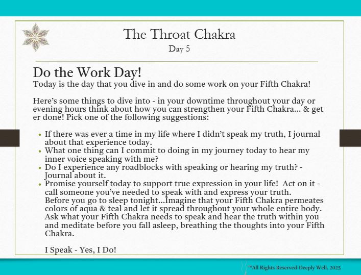 Throat Chakra Day 5